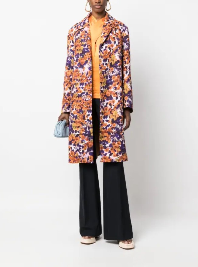 Shop Dries Van Noten Pattern Long-sleeved Coat In Brown