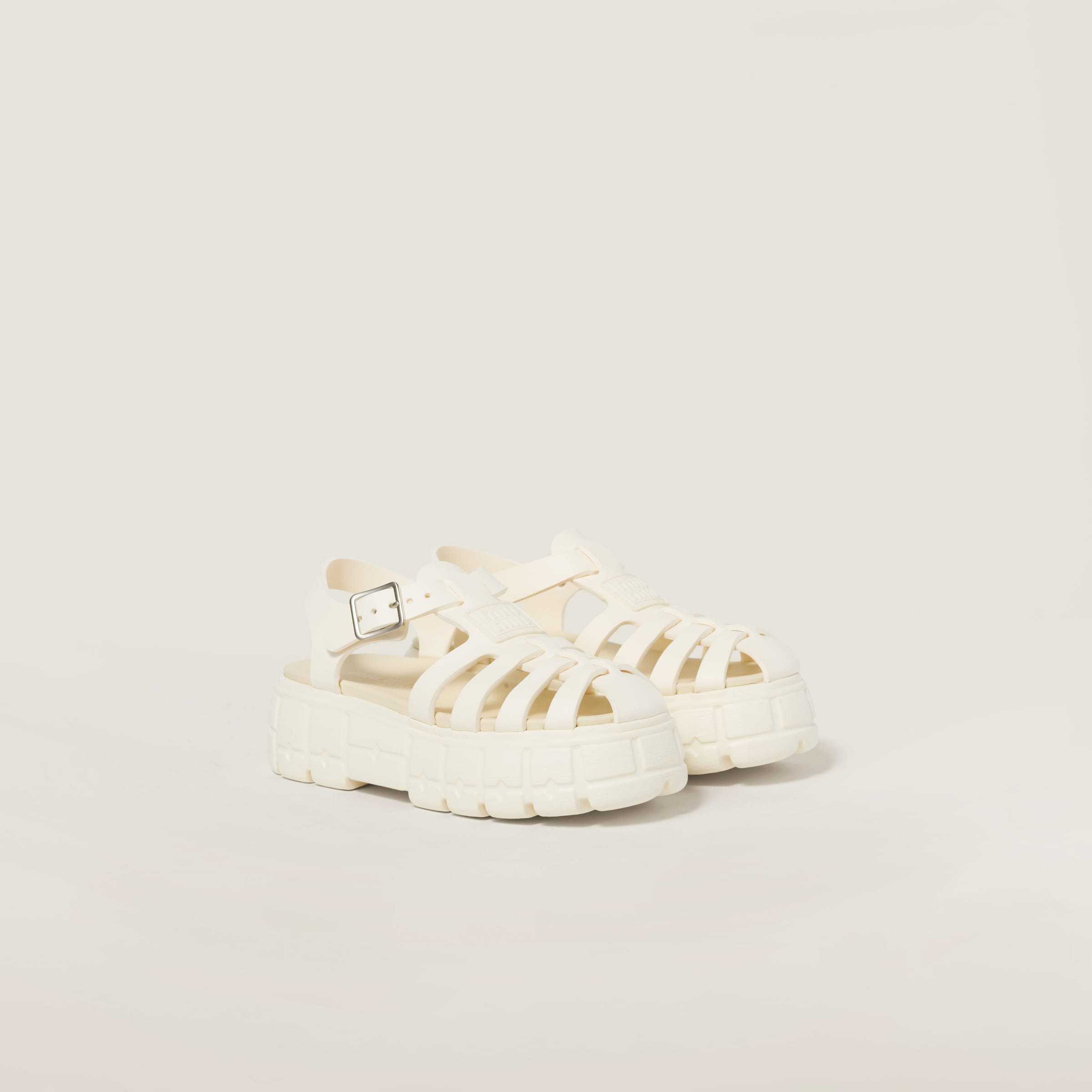 Miu Miu Caged Platform Sandals In White