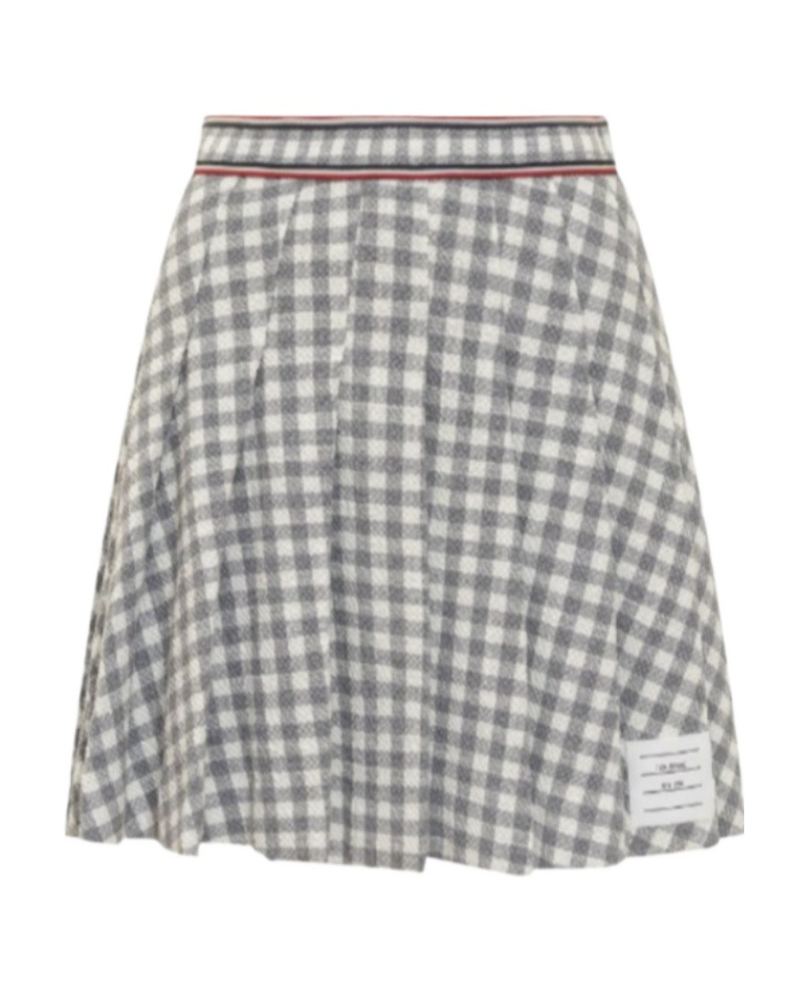 THOM BROWNE GINGHAM-CHECK PLEATED MINISKIRT