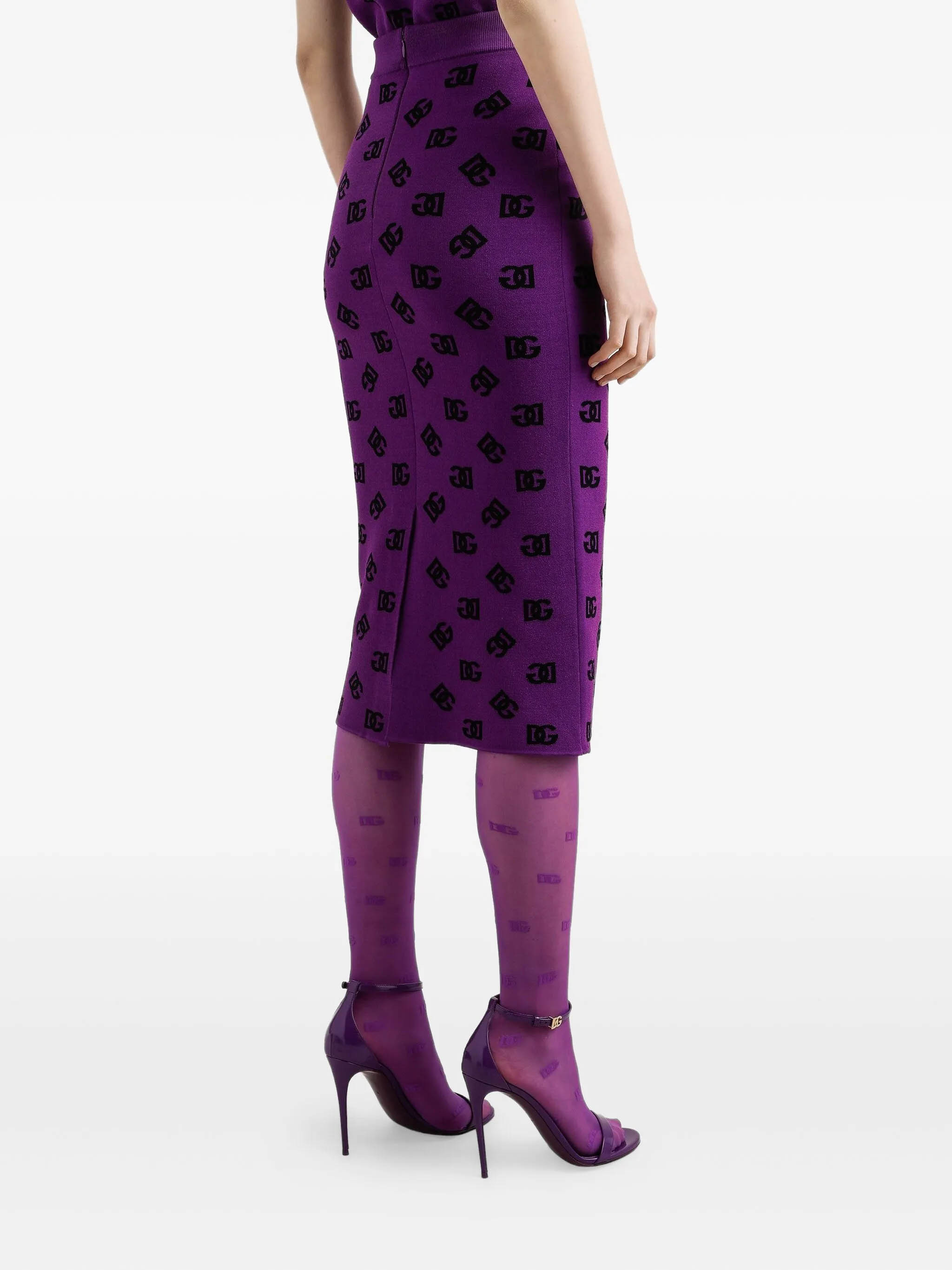 Dolce & Gabbana Logo Waistband Skirt Back Slit In Blue