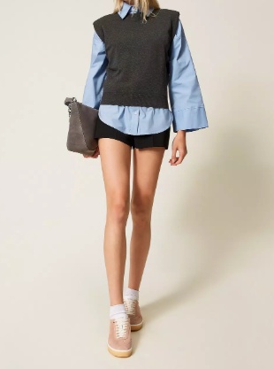 Twinset Padded-shoulder Vest In Black