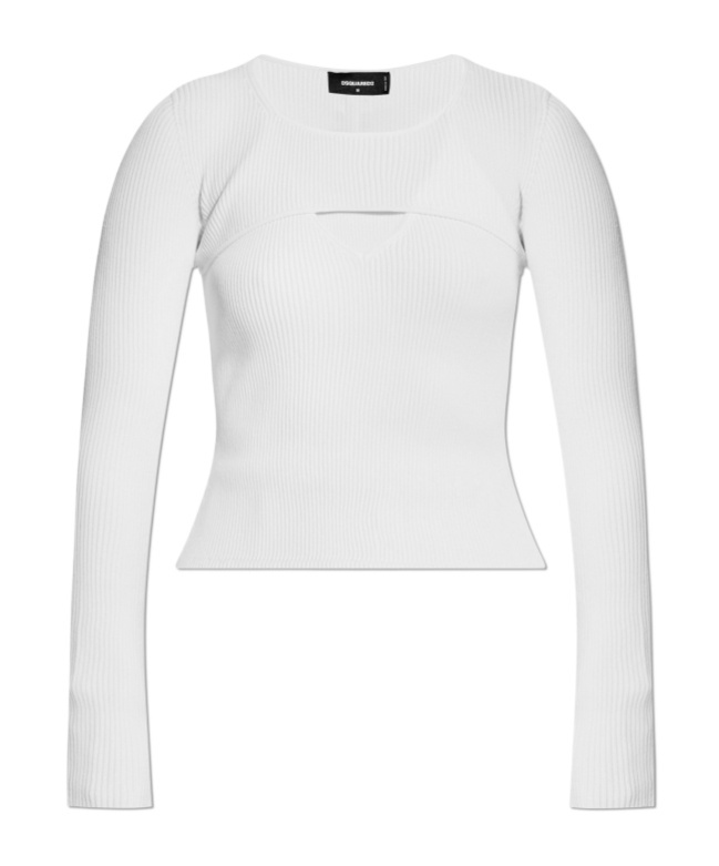 Shop Dsquared2 Ribbed Top In White