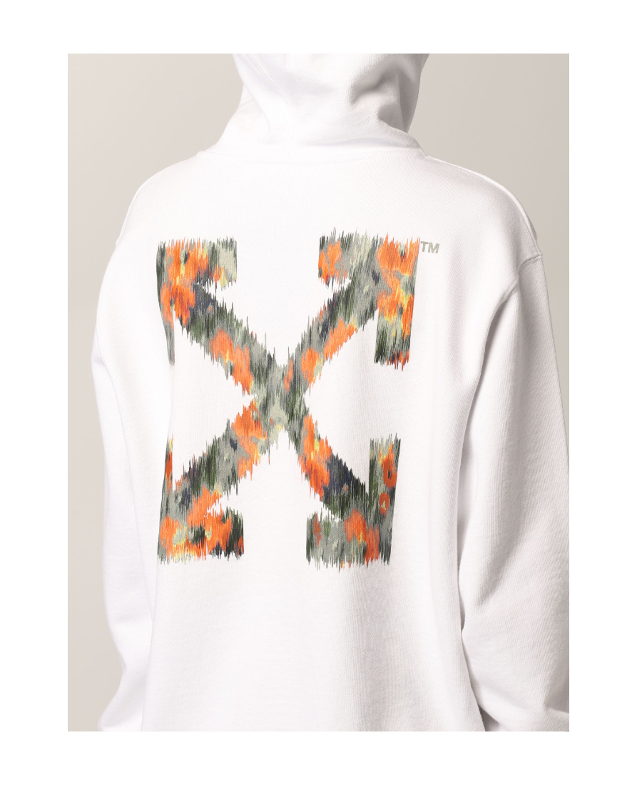 Off-white Arrow Logo Cotton Hoodie In White