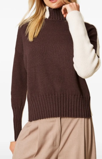 Twinset Relaxed Fit Color-block Sweater In Black