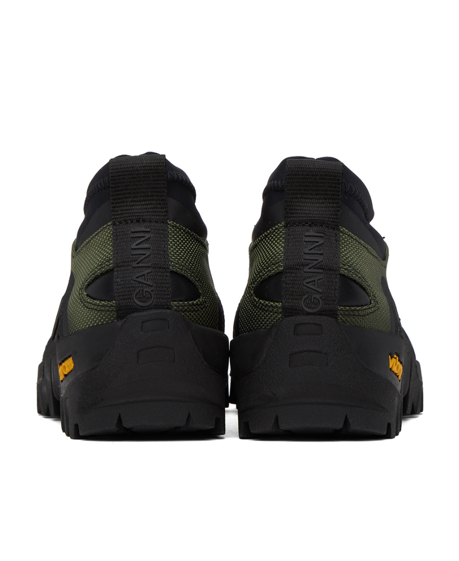 Ganni Khaki Performance Sneakers In Black