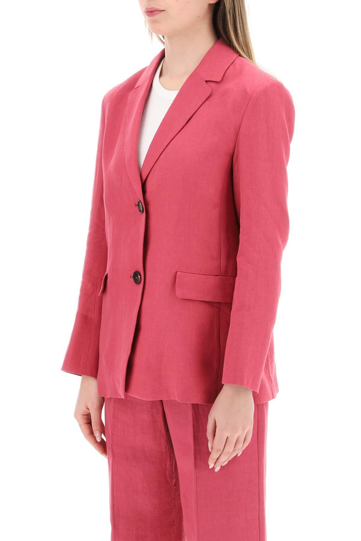 Shop Max Mara Linen Single-breasted Blazer In Red