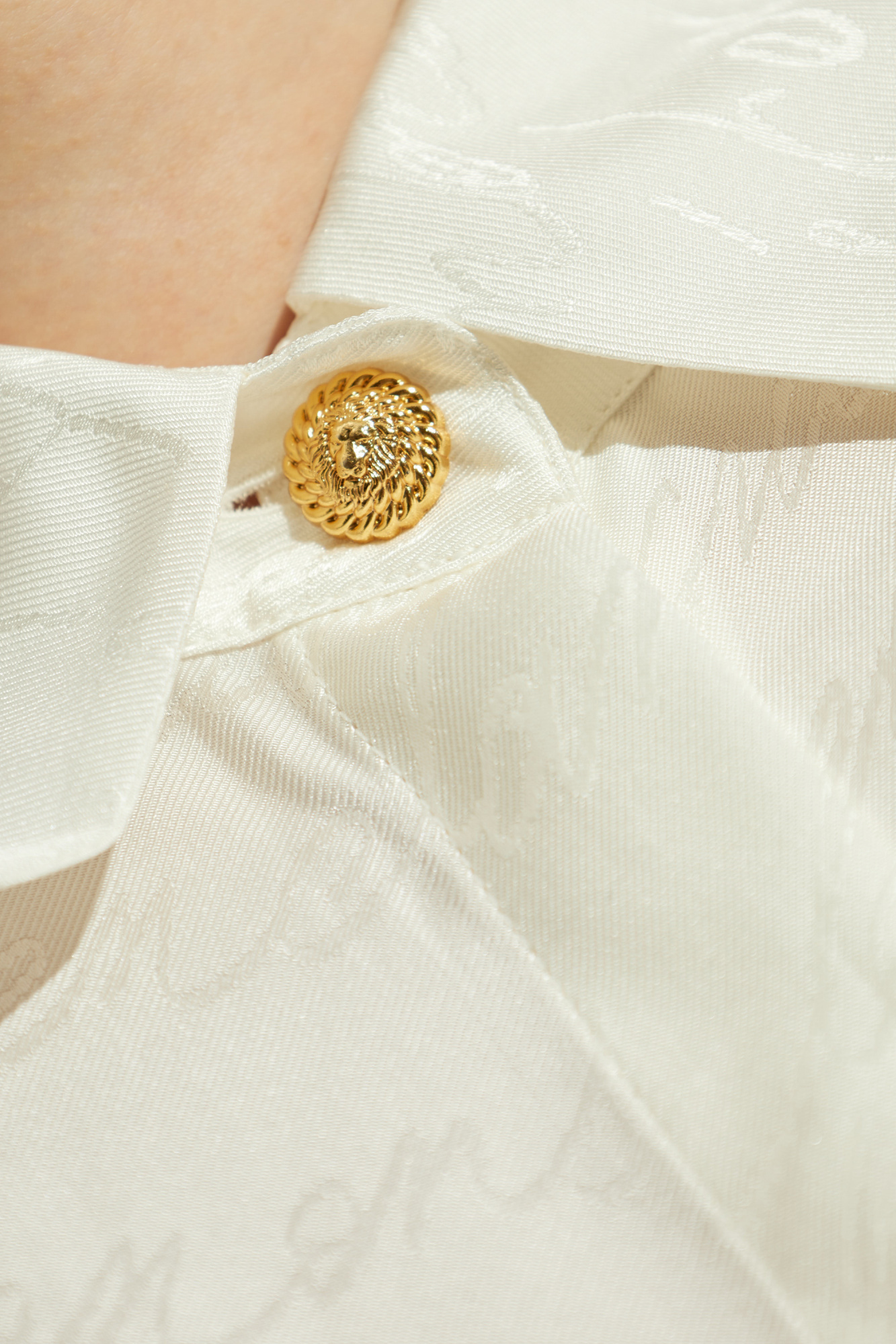 Balmain Monogram Jacquard Buttoned Shirt In White