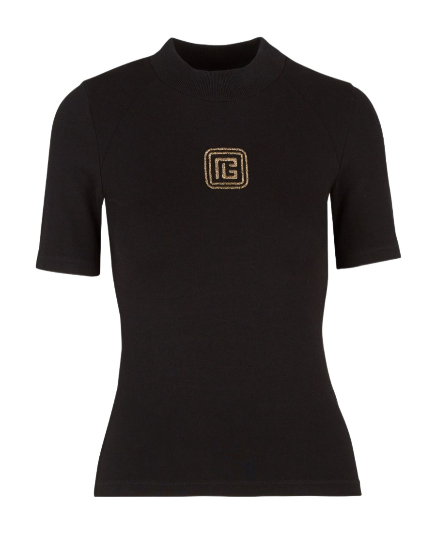 Balmain Retro Pb Embroidered Raglan Short-sleeve T-shirt In Black