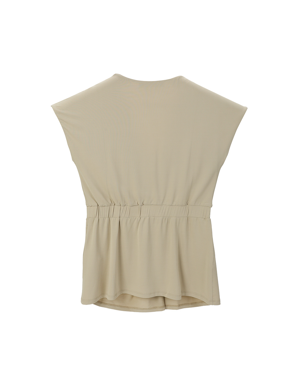 Max Mara V Collar Pleated Sleeveless Short-sleeved T-shirt In Nude