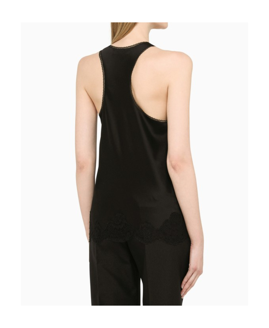 Balenciaga Lace-detail Tank Top In Black