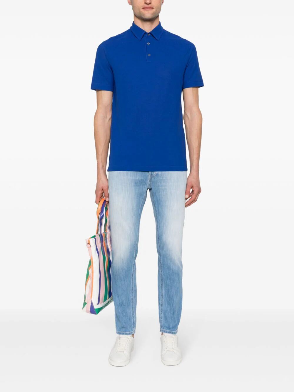 Dondup Faded Five-pocket Jeans With Belt Loops In Blue