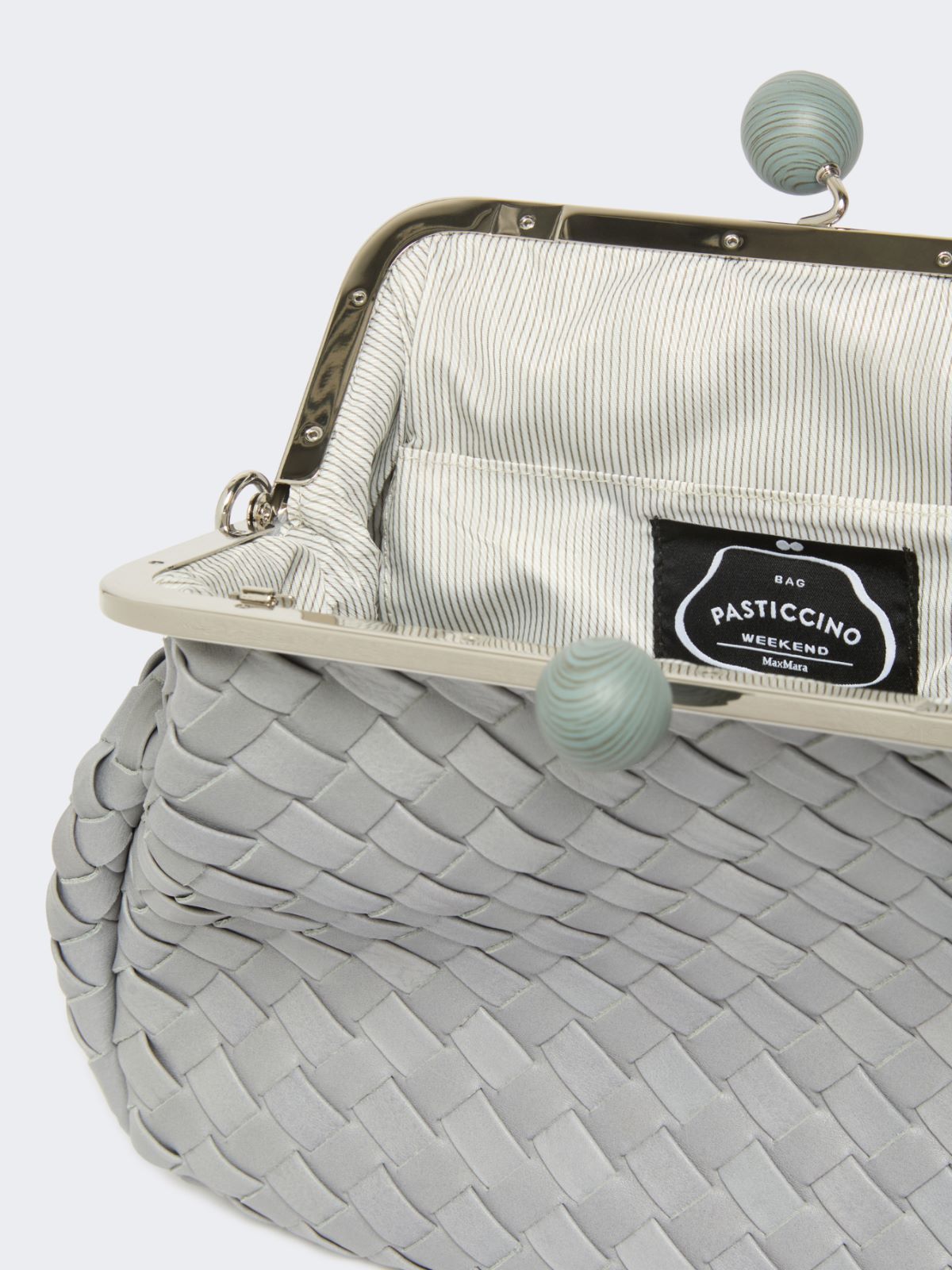 Weekend Max Mara Pasticcino Medium Woven Shoulder Bag In Gray