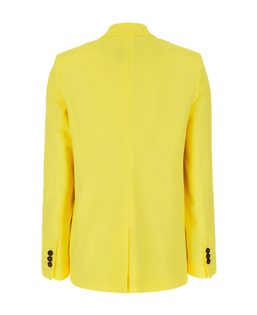 Msgm Stretch Cotton Blazer With Peak Lapels In Yellow