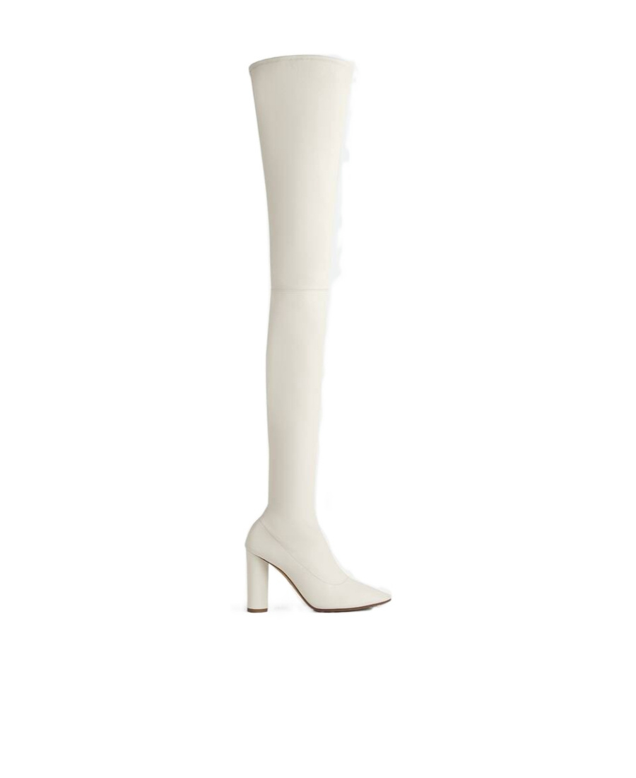 Bottega Veneta High-heeled Knee-high Boots In White