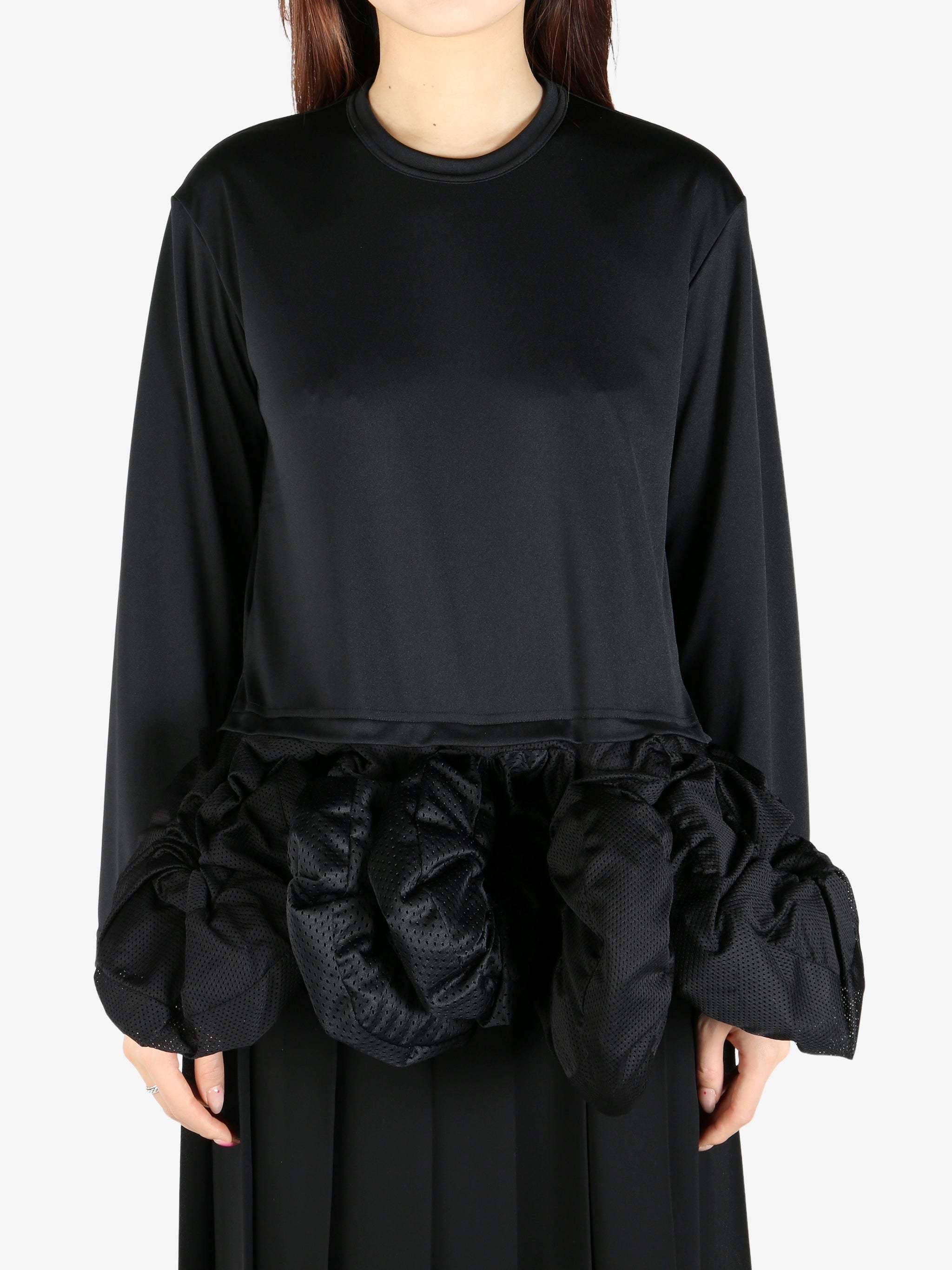 Shop Comme Des Garçons Mesh-detailing Blouse