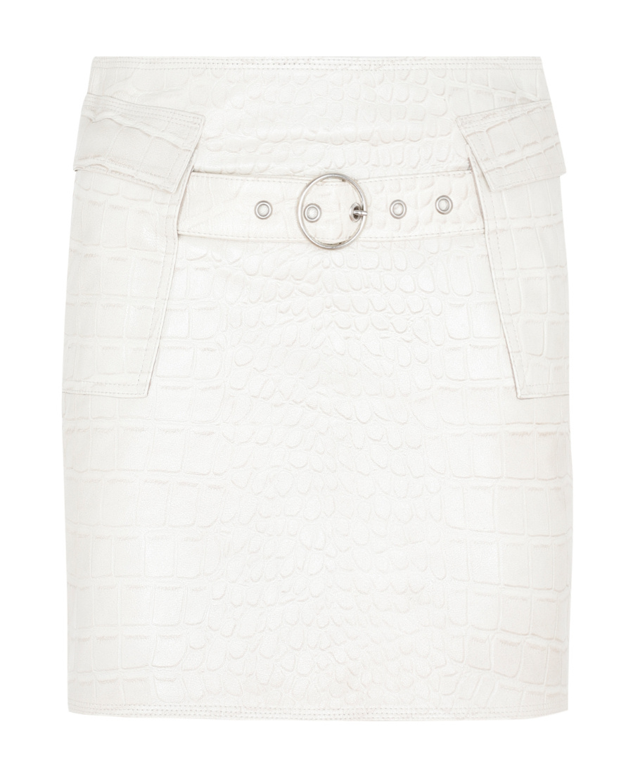 Saks Potts Crocodile-effect Belted Mini Skirt In White