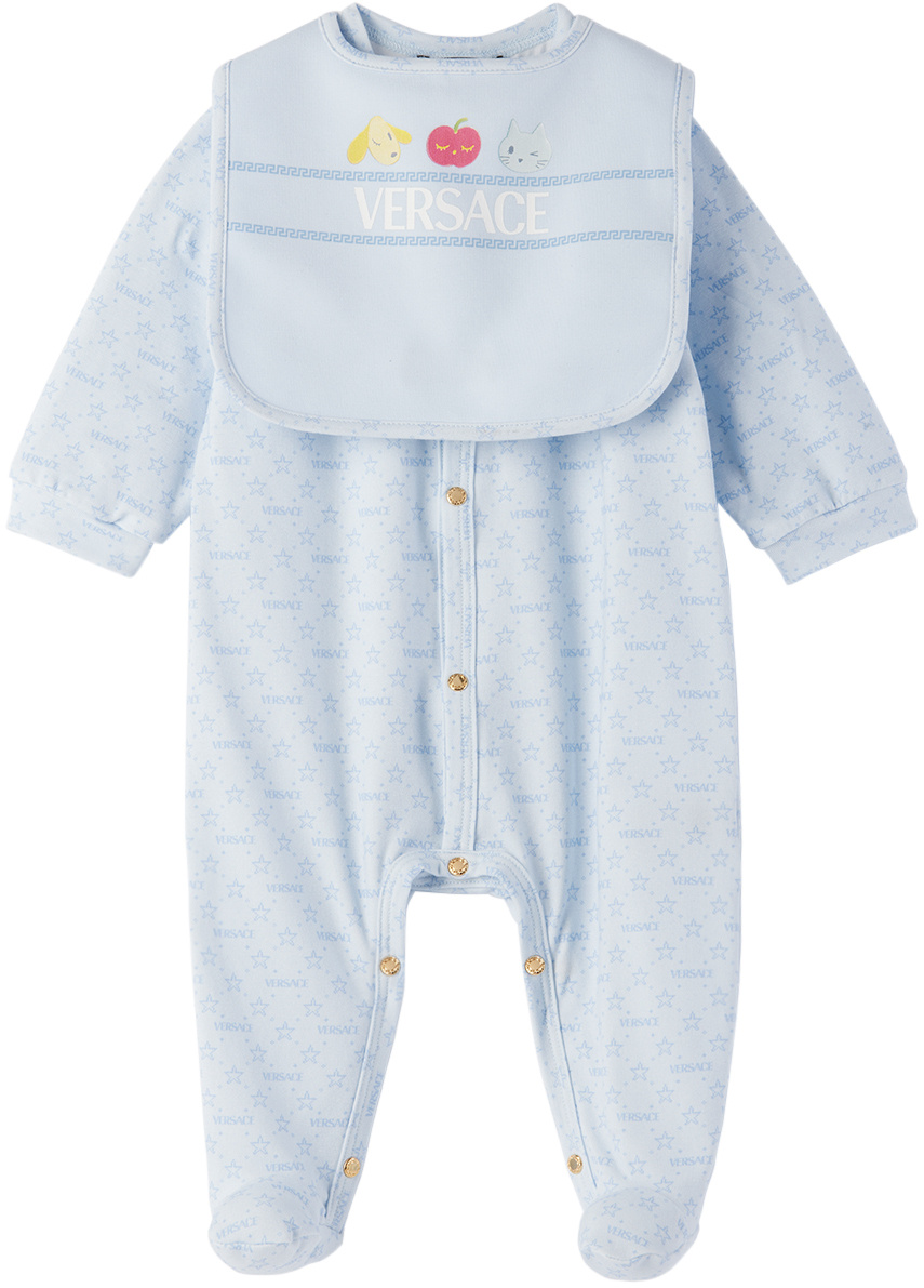 Versace Logo Print Babywear Set In White