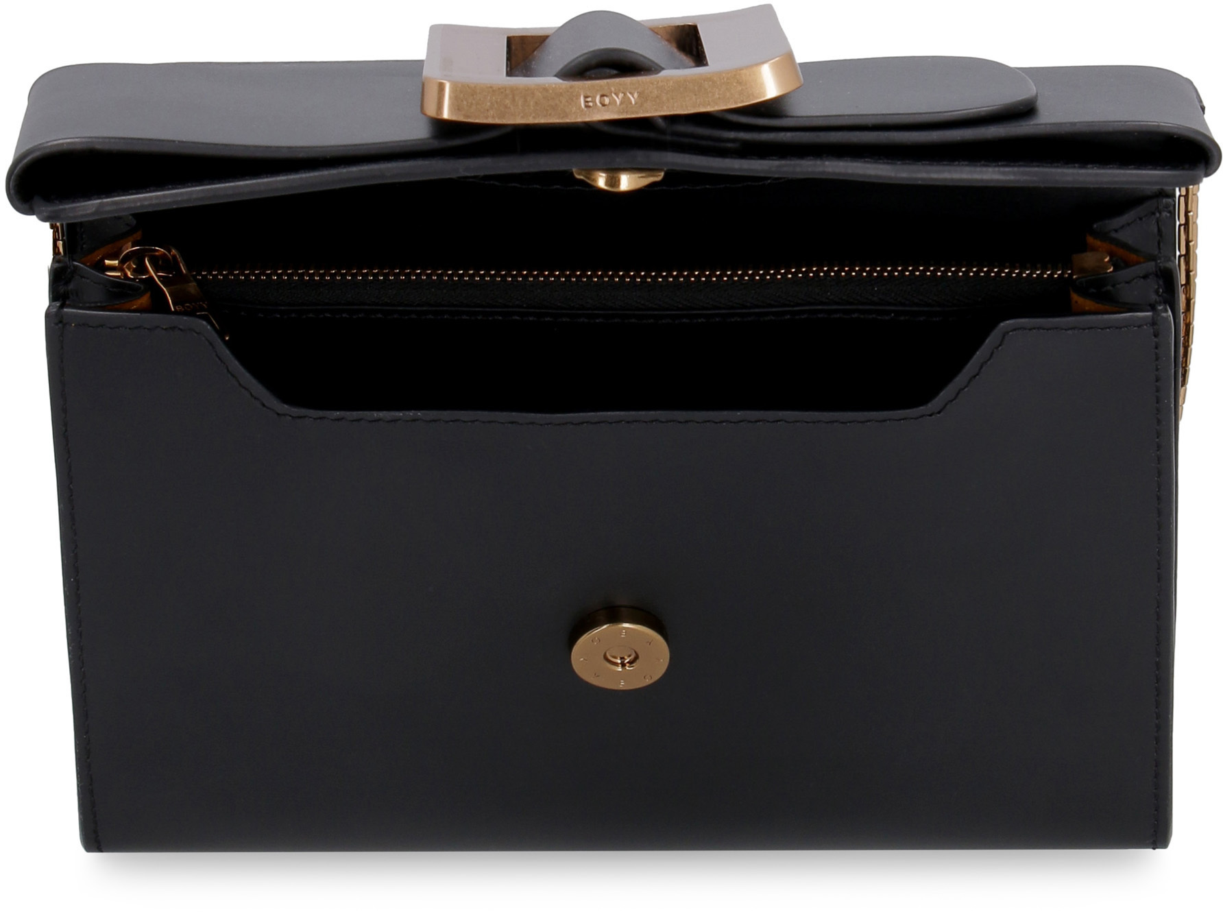 Boyy Buckle Travel Case Leather Crossbody Bag In Black