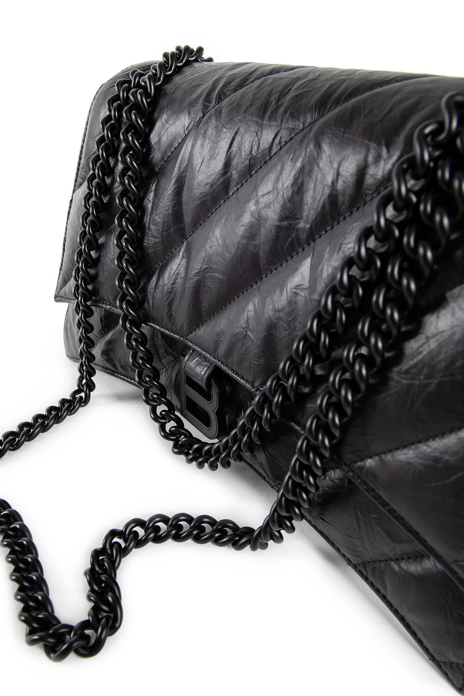 Balenciaga Medium Crush Quilted Leather Shoulder Bag In Black
