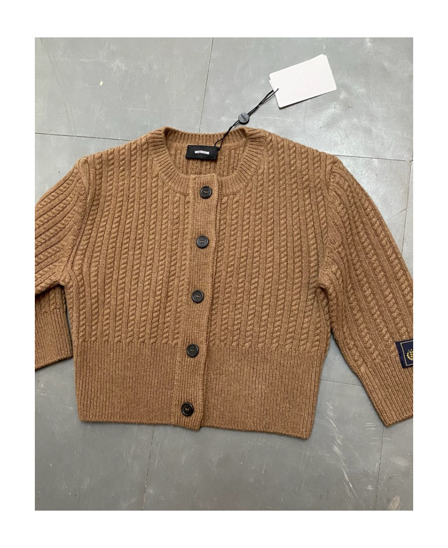 We11 Done Logo Knit Cardigan In Brown