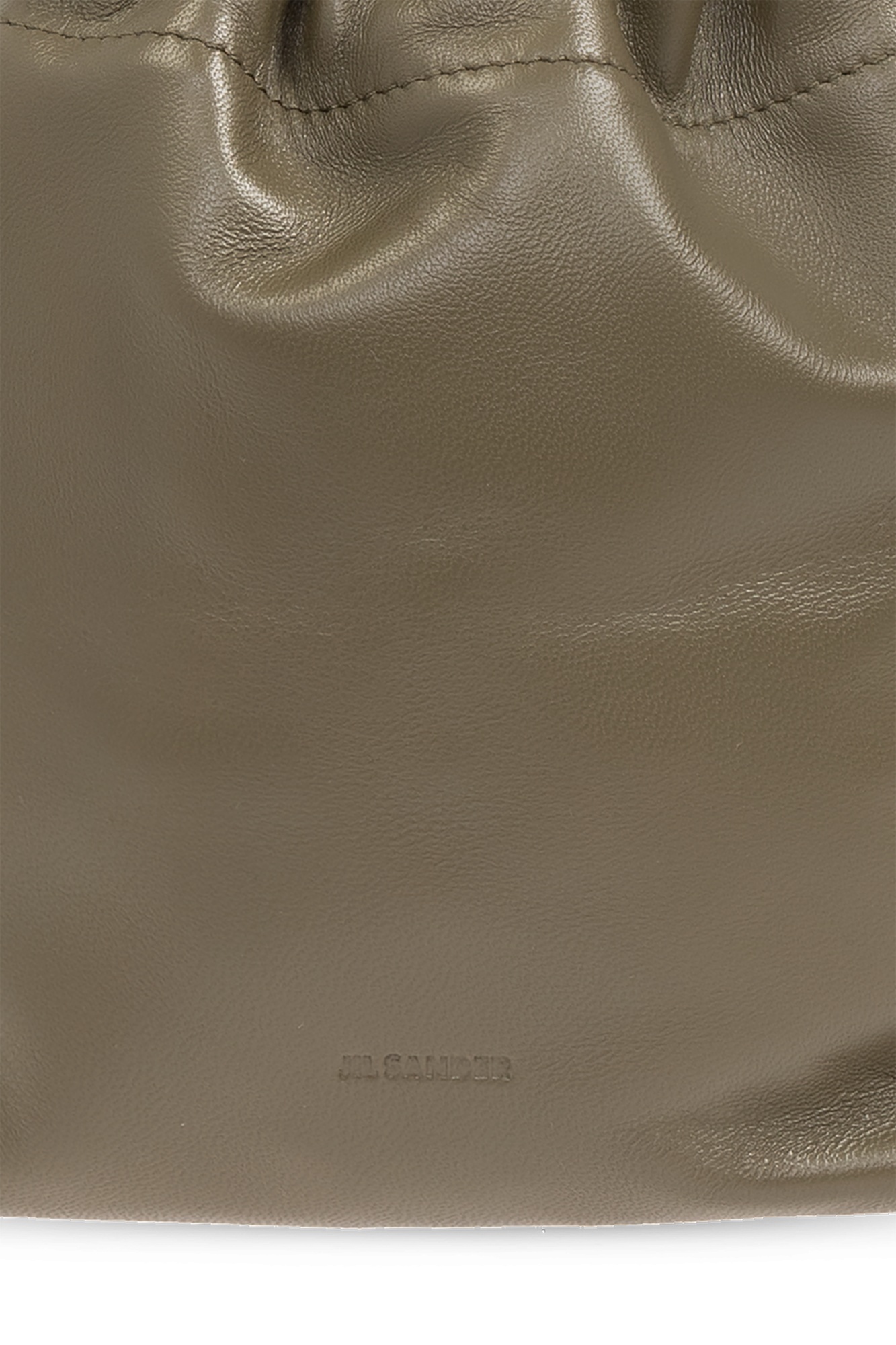 Jil Sander Dumpling Medium Drawstring Leather Crossbody Bag In Green