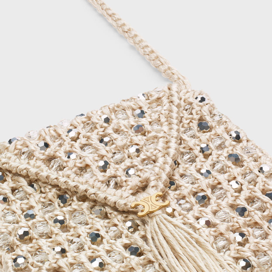 Celine Hand-crocheted Mini Shoulder Bag In Nude
