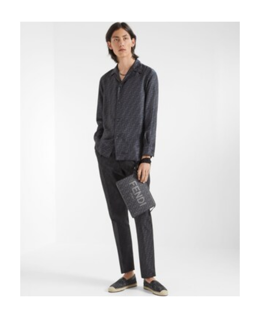Fendi Ff Pattern Long-sleeved Shirt In Gray
