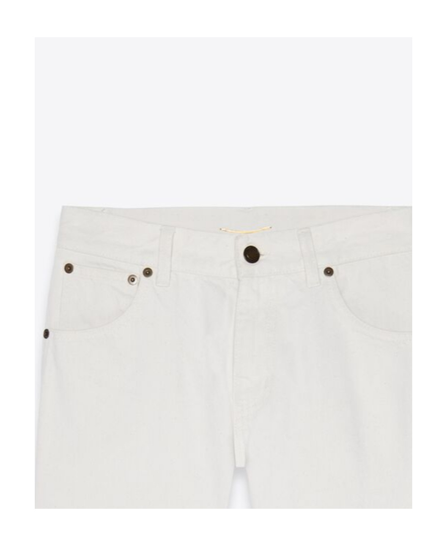 Saint Laurent Mid-rise Knee-length Shorts In White