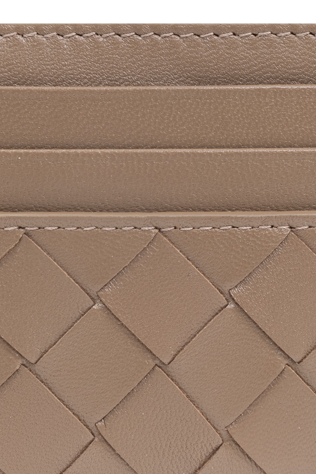 Bottega Veneta Intrecciato Open Top Card Case In Brown