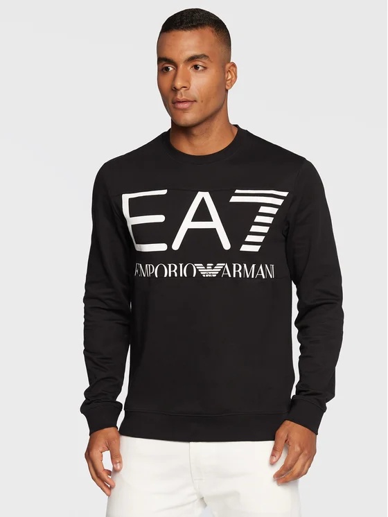 Ea7 T-shirt With Round Neck And Long Sleeves In Black
