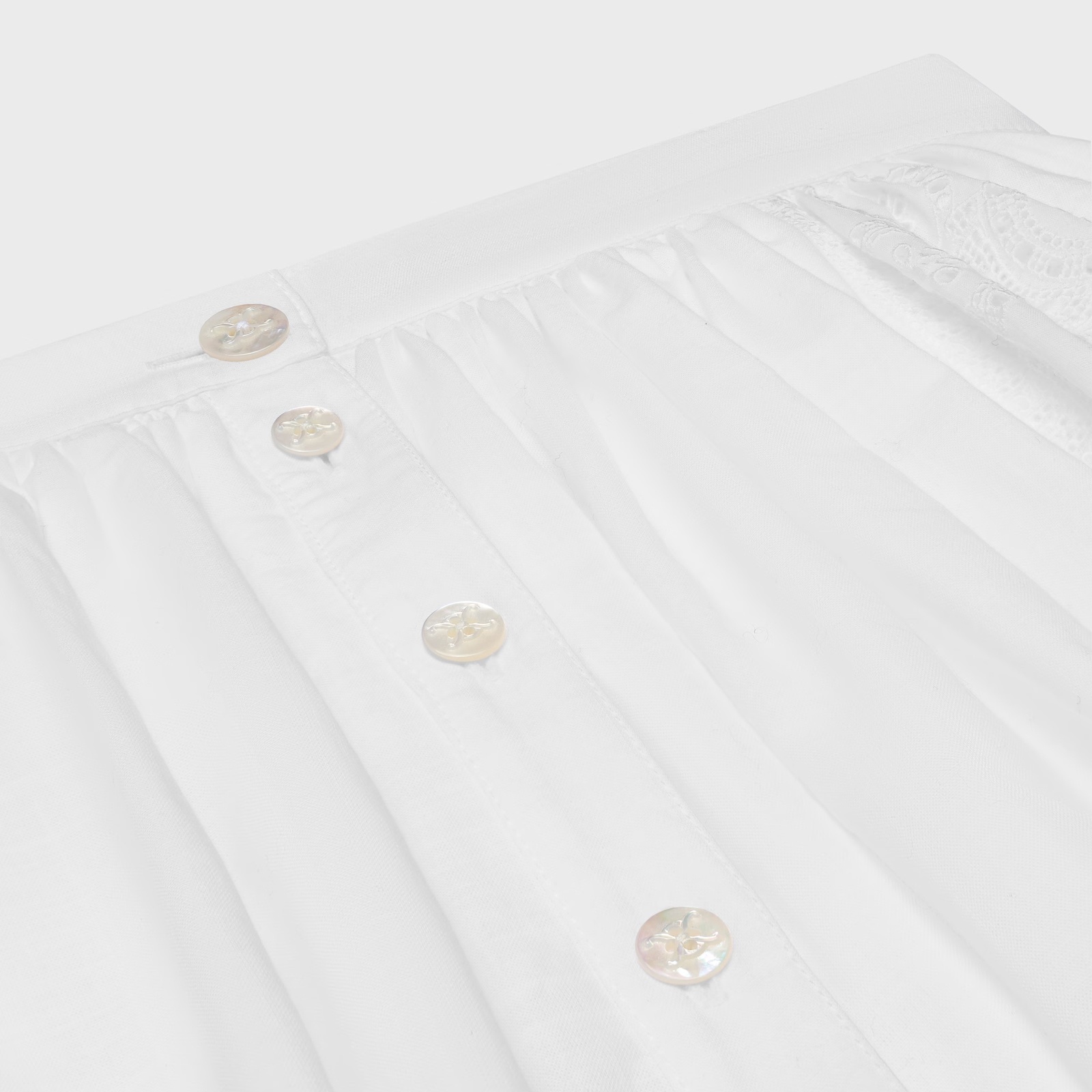 Celine Embroidered Midi Skirt In Cotton Cambric In White