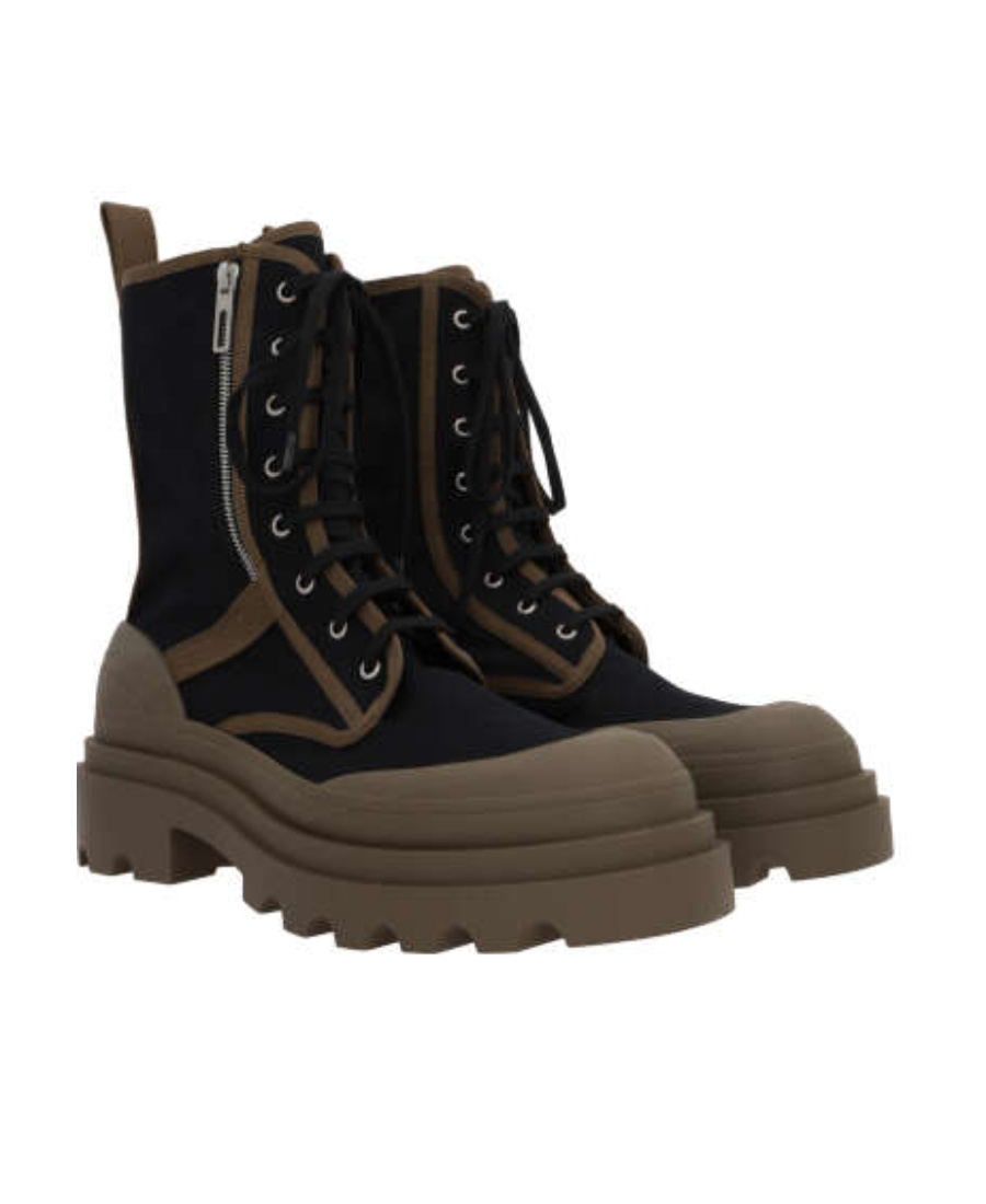 Bottega Veneta Tie Canvas Boots In Black
