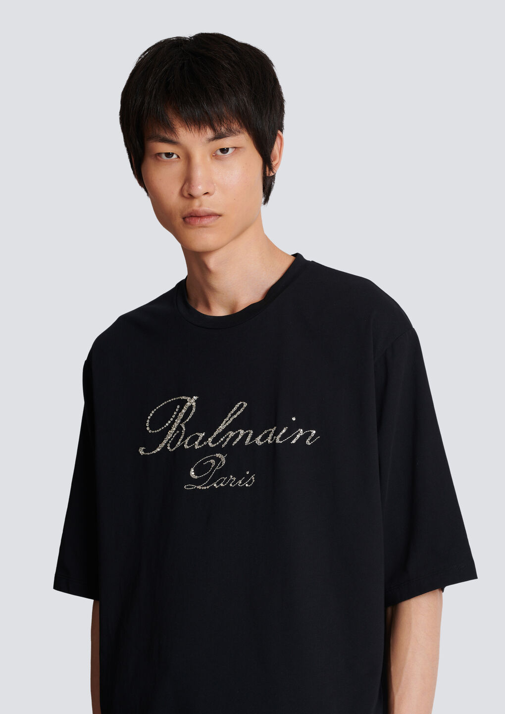 Balmain Signature Embroidered T-shirt In Black