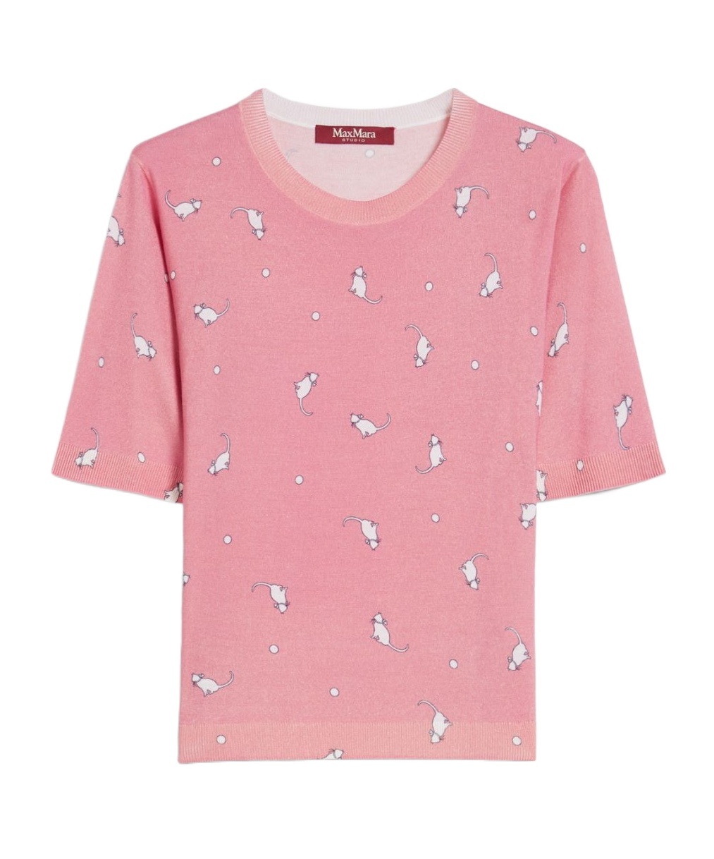 Shop Max Mara Short-sleeved Wool Sweater In Pink