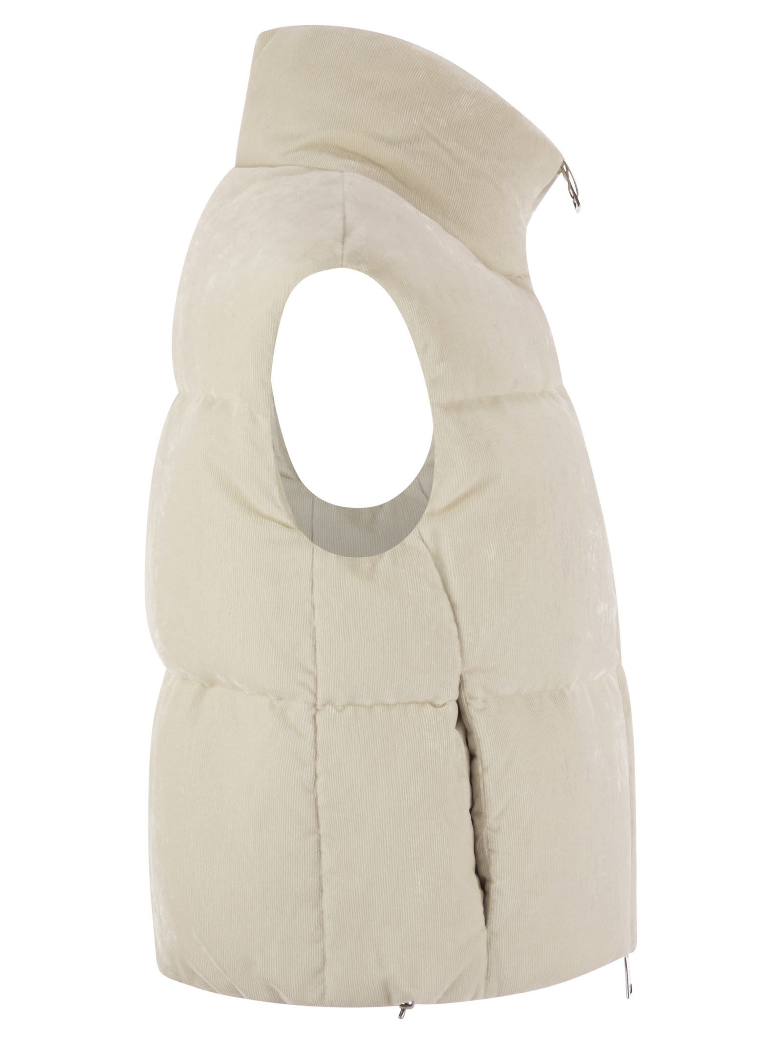 Herno Velvet Sleeveless Down Jacket In Neutral