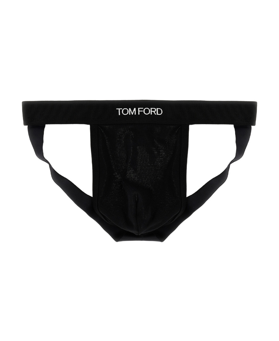 Tom Ford Waistband Stretch Sheer Fabric Briefs In Black