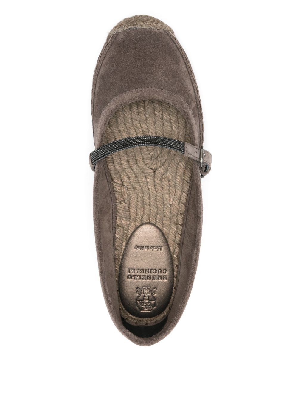 Brunello Cucinelli Brown Espadrilles With Monile Detail And Beveled Toe In Multicolor
