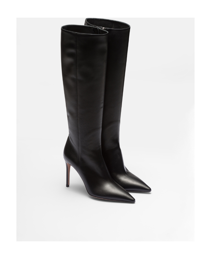 Prada 95mm Knee-high Nappa Leather Boots In Black