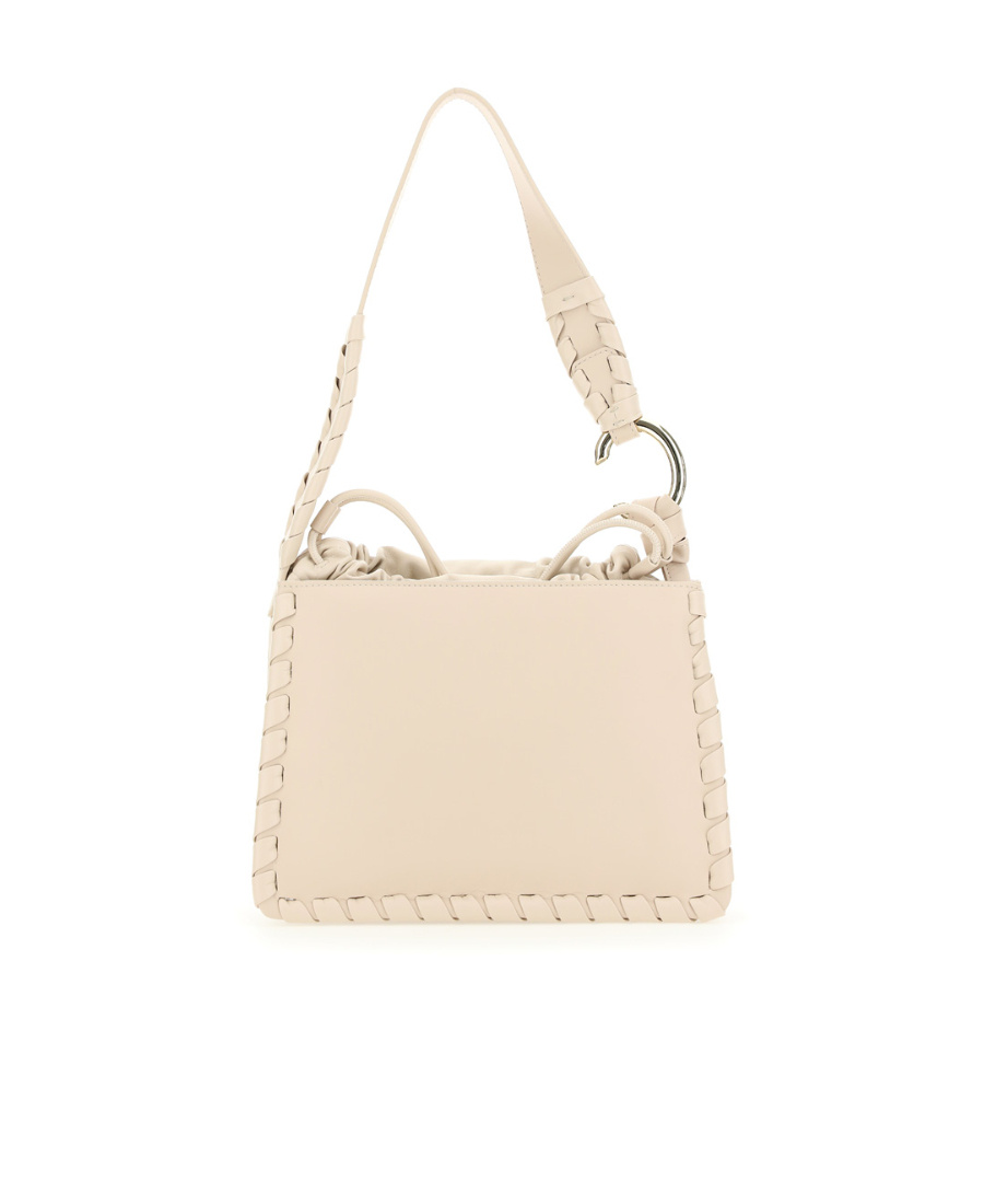 Chloé Leather Shoulder Bag With Front And Back Pockets In Nude