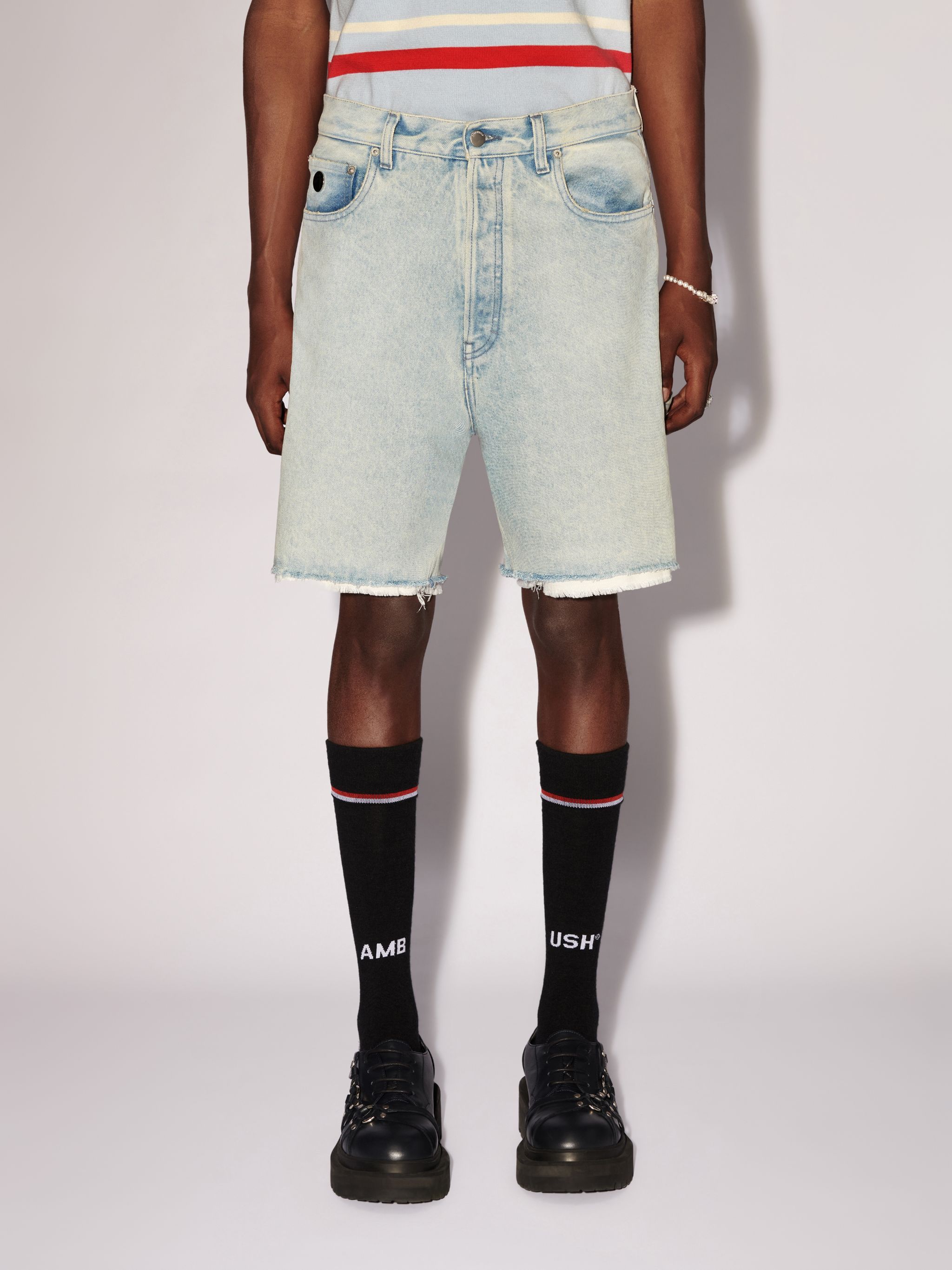 Ambush Rawedge Regular Denim Short In White