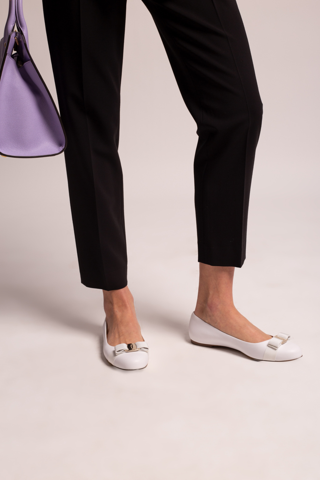 Ferragamo Varina Ballet Shoes In White