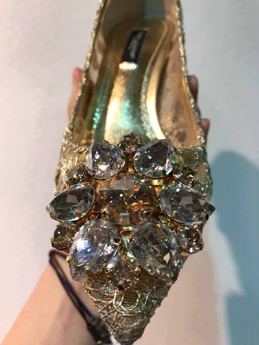 Dolce & Gabbana Lace Rainbow Pumps With Brooch Detailing Shoes In Nude