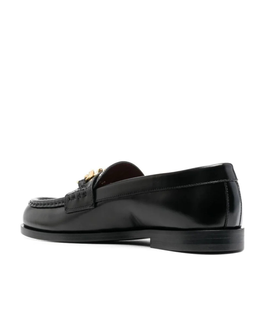 Valentino Vlogo Chain Leather Loafers In Black