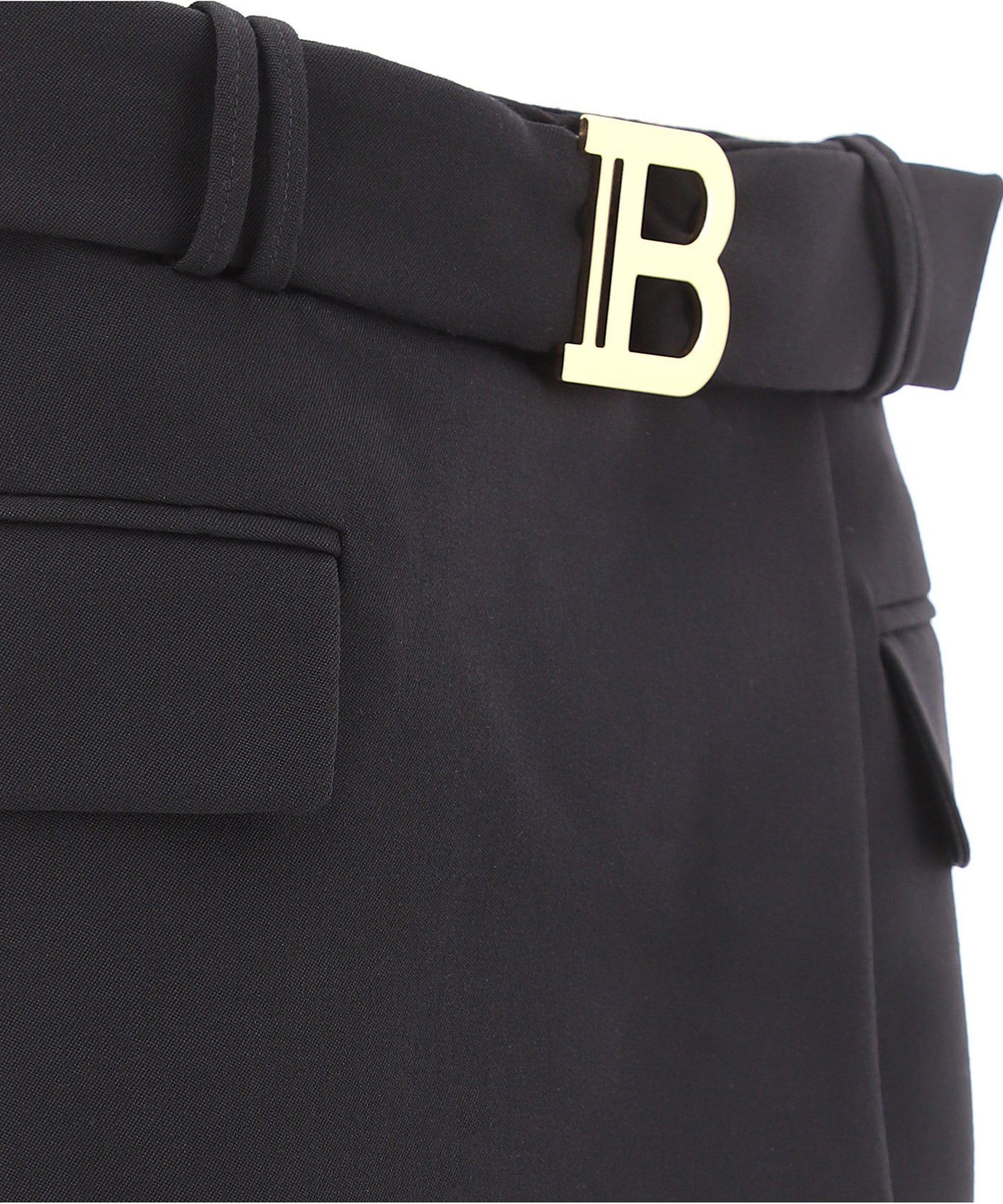 BALMAIN SHORT BLACK WOOL LOW-RISE SKIRT