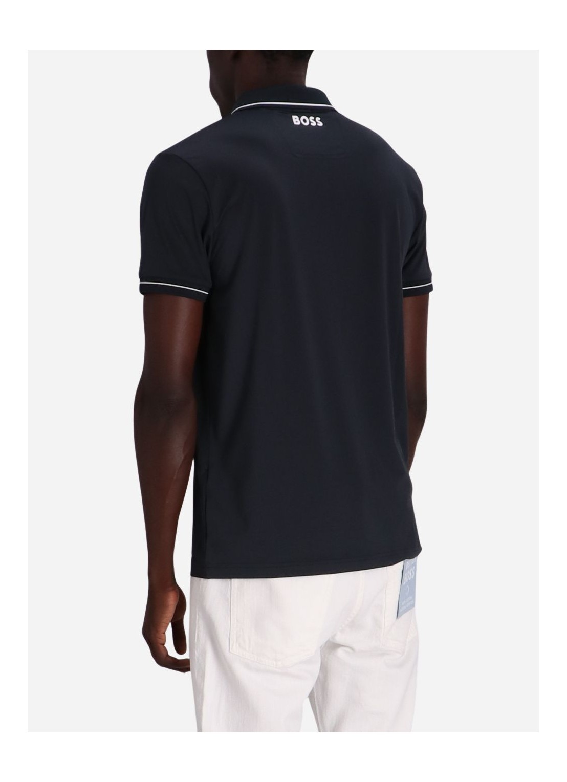 Hugo Boss Midnight Blue Stretch Polyester Polo Shirt In Black