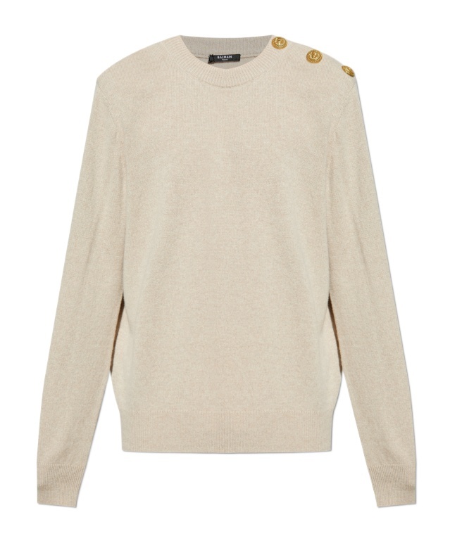 Balmain Wool And Cashmere Sweater In Neutral