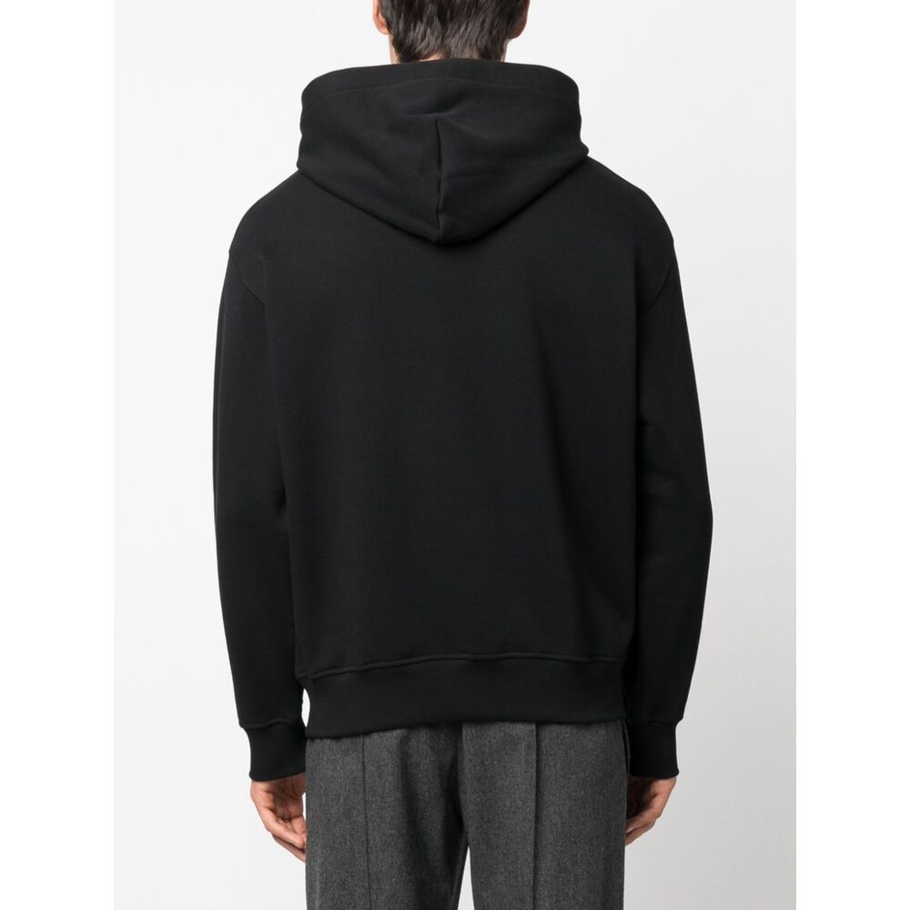 Emporio Armani Logo-print Cotton Hoodie In Black