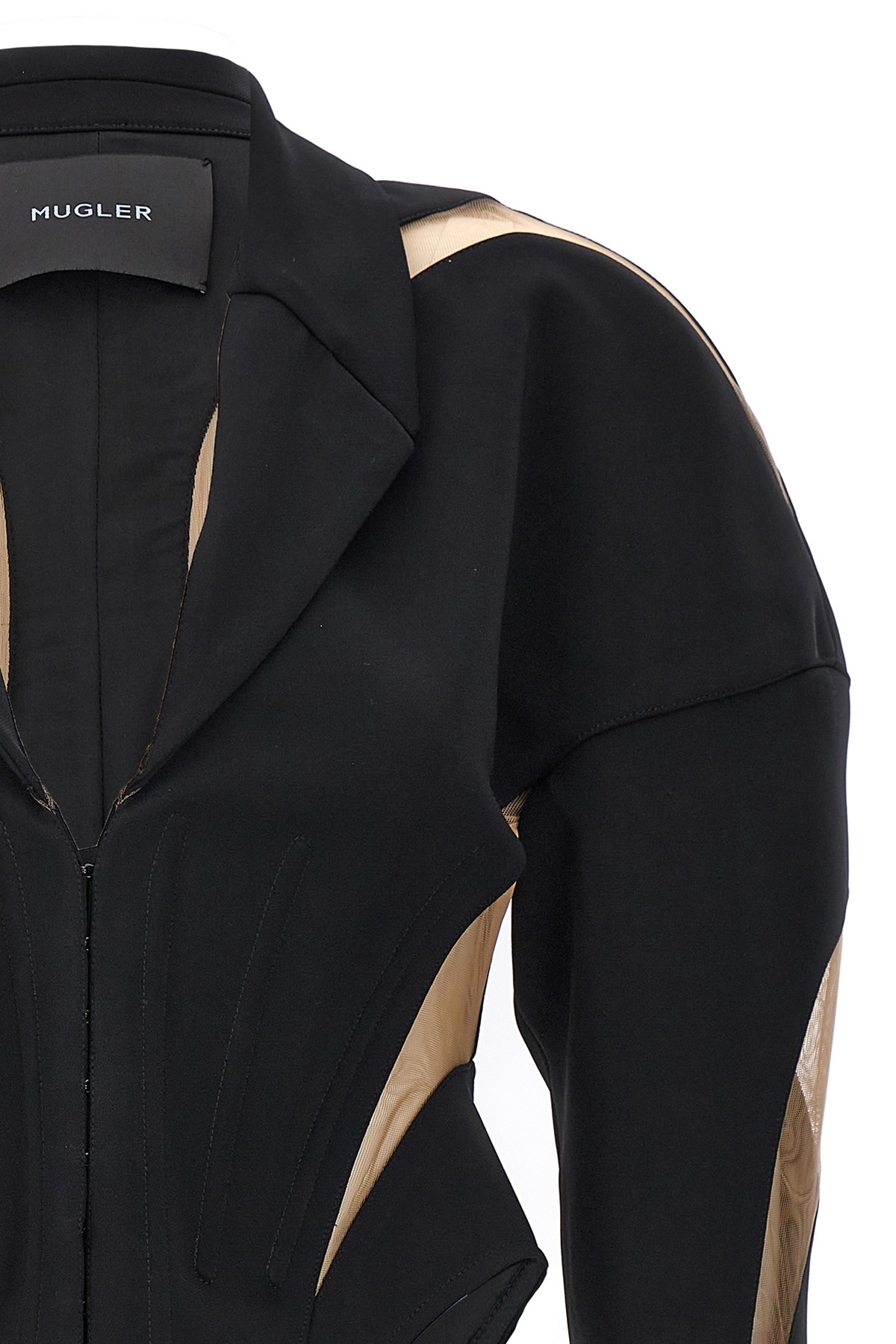 Mugler Mesh Insert Blazer Blazer And Suits Black In Black