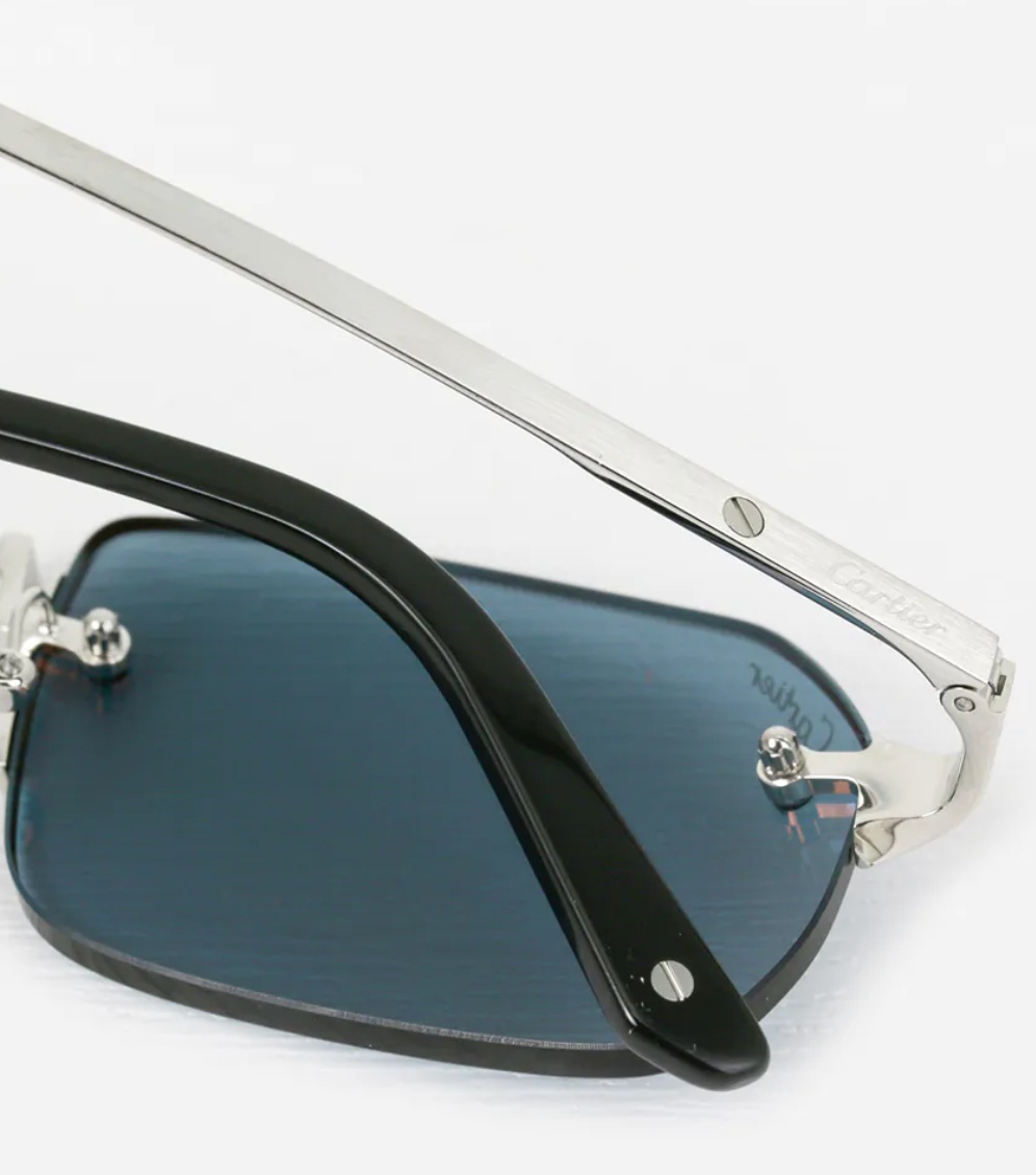 Cartier Santos Rectangle-frame Sunglasses In Gray
