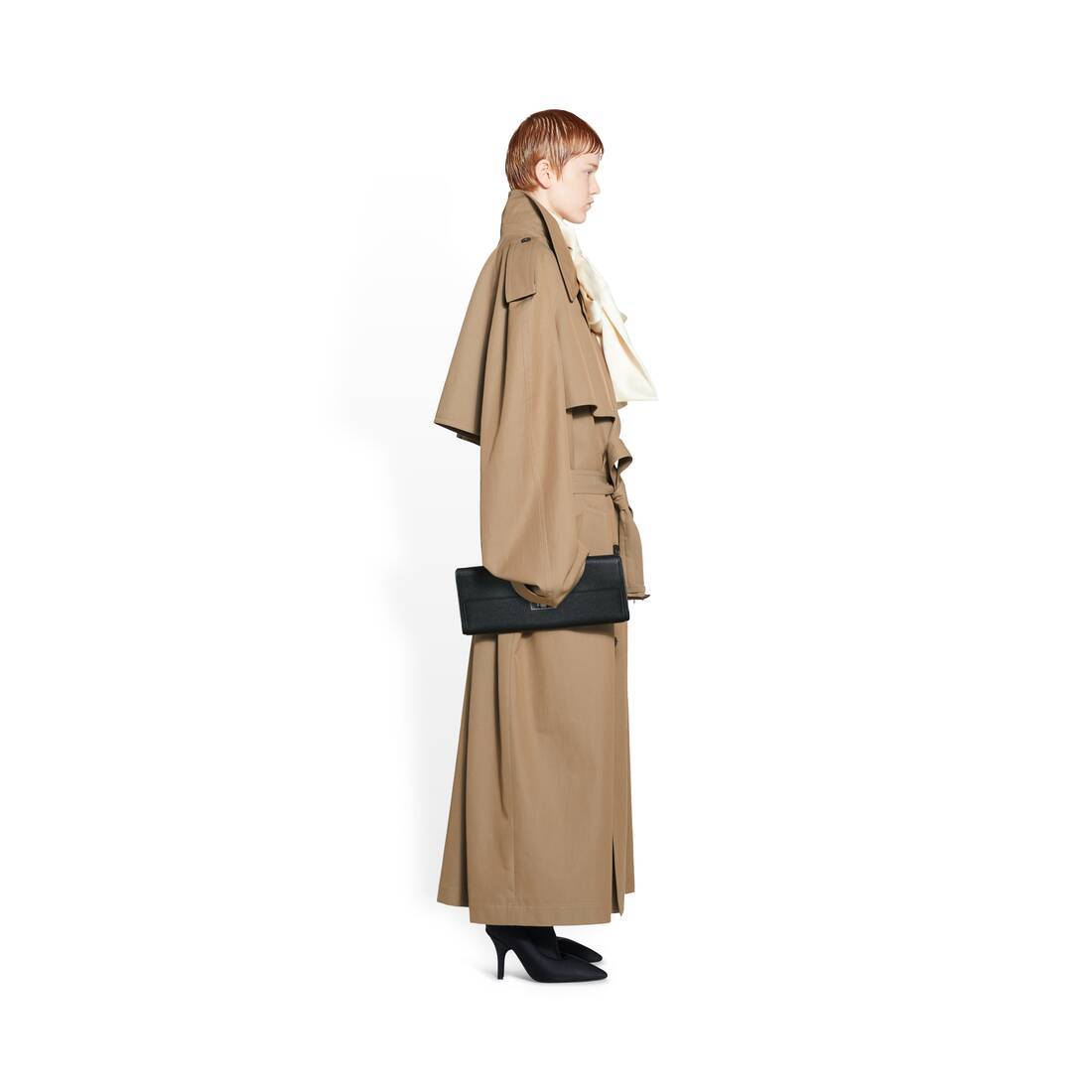 Balenciaga Oversized Belted Trench Coat In Brown